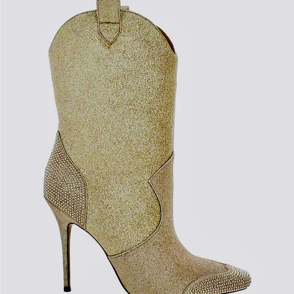 Jessica Simpson Gold high heeled bootie